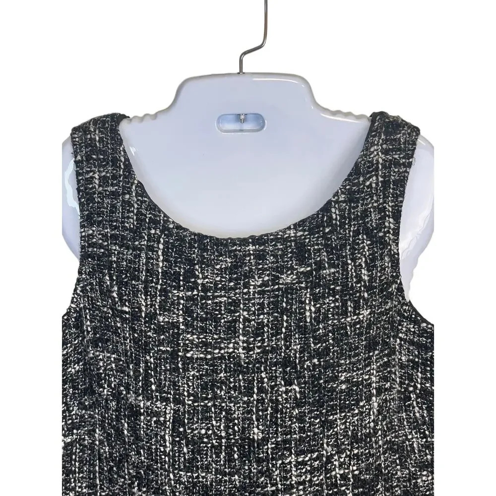 DANA BUCHMAN Sleeveless Black‎ White Tweed Sheath Dress Women’s 8 - Picture 2 of 9